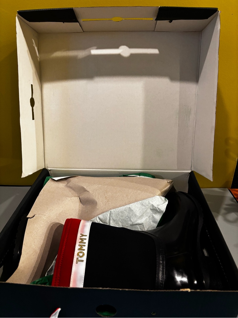 Tommy Hilfiger Black Rain Boot with Red & White Accent(HH)